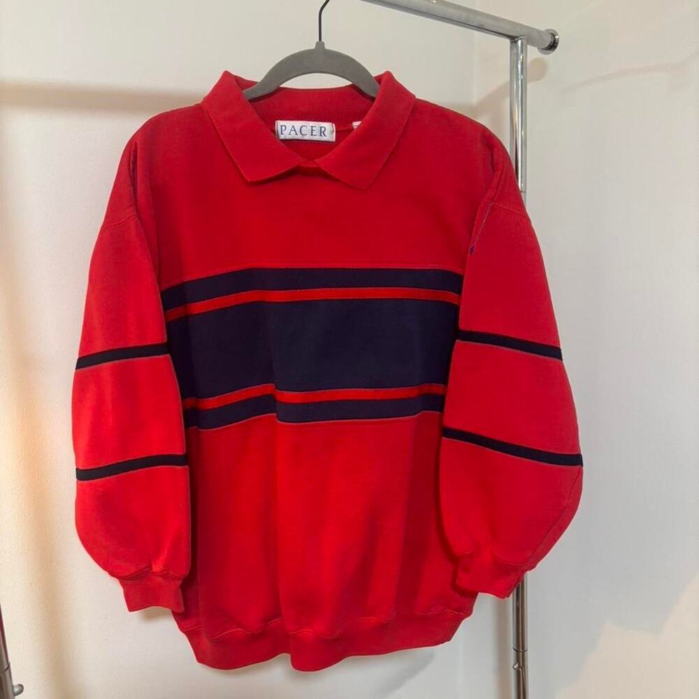 Pacer red striped sweatshirt size - Picture 2 of 6